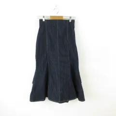 プロポーション ボディドレッシング PROPORTION BODY DRESSING バックラッフルデニムマーメイドスカート ミモレ丈 紺 M *T499