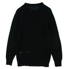 LOUNGE LIZARD ラウンジリザード モヘア混ウール ジップポケット クルーネック ニット セーター ブラック系 2【中古】のサムネイル