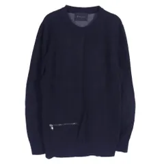 LOUNGE LIZARD ラウンジリザード モヘア混ウール ジップポケット クルーネック ニット セーター ネイビー ダークネイビー系 2【中古】のサムネイル