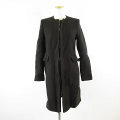 ザラ ベーシック ZARA BASIC ノーカラーコート ミドル丈 長袖 ジップアップ 焦げ茶 XS *T136