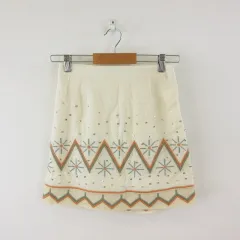 アングリッド UNGRID スカート ミニ 台形 刺繍 スパンコール ライトベージュ オフホワイト M *T324のサムネイル