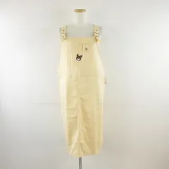 エイチ&エム H&M ジャンパースカート ワンピース ひざ丈 くま刺繍 ベージュ 44 *A187