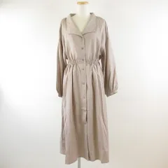 グレイル GRL シャツワンピース ミモレ丈 長袖 ベージュ M *T777