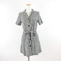 ベルシュカ Bershka シャツワンピース チェック 半袖 ミニ 黒 白 XS *A449のサムネイル