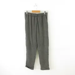 エイチ&エム H&M テーパードパンツ ロング 総柄 黒 白 34 *A506
