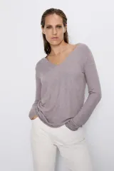 ZARA ザラ ソフト Vネック ラベンダー ZARA ザラ Vネック Tシャツ Vネック ニット