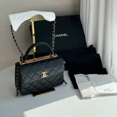 ユニカラー CHANEL トレンディ CC トップス ハンドル スモール フラップバッグ ブラック ゴールド チュール ショール ショルダーバッグのサムネイル