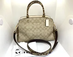 中古 COACH ラグジュアリーシグネチャーパイソンハンドル 2Way ショルダーバッグ ハンドバッグ 2724 ベージュ レディース コーチ 30689