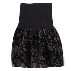 WD26081 美品 DOUBLE STANDARD CLOTHING ダブルスタンダード 総柄 ウエストリブ スカート ブラック系 黒 日本製のサムネイル