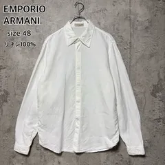 EMPORIO ARMANI エンポリオアルマーニ  リネンシャツ 長袖シャツ ドレスシャツ 90s 90年代 ヴィンテージ ホワイト 白 メンズ 48  リネン 麻 イタリア製 リゾート デート  スナップボタン レア 希少 Y2Kのサムネイル