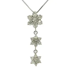 0.81ct フラワーモチーフ ダイヤモンドネックレス ペンダント K18WG/750-2.5g ホワイトゴールド【♀】【S】【レディース】★■611912【中古】