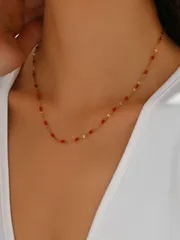 ジュエリー レディース ネックレス 1個 シンプル ホワイト ドロップ 18金メッキ ステンレススチール ネックレス、女性の日常着用とギフトに適しています