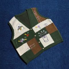 週末値下げ グレー ケーブル編み ペルーニットベスト フリーサイズ