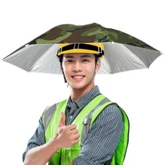 【期間限定】SALUDABLE ヘルメット 日除け 70cm パラソル かぶる傘 傘帽子 ハンズフリー 日傘 (迷彩)