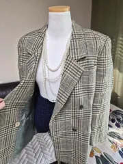 ハイクオリティLINE モダンCHECK ルーズフィット ウールジャケット