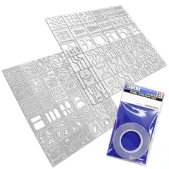 SALUDABLE スジボリ テンプレート 2種 ガイドテープ 3mm 筋彫り プラモデル 工具｜在庫あり