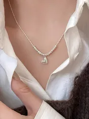 ジュエリー レディース ネックレス 1点 上品なラブネックレス ウィメンズ、スターリングシルバー、切れたシルバーセーターチェーン、ハイエンド ニッチデザイン センス ラグジュアリーネックレスアクセサリー