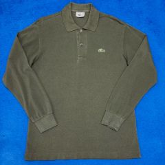 90s Lacoste ロングスリーブポロシャツ 長袖 カーキ ビッグサイズ 
