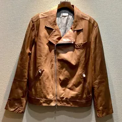 ブルネロクチネリ BRUNELLO CUCINELLI ラムスキン レザー ダブル ライダースジャケット ブルゾン 茶 ブラウン [M] メンズ H462/T2970/PH44のサムネイル