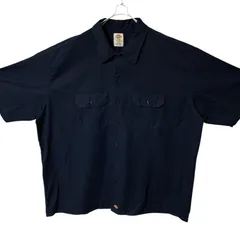 CHM Dickies 半袖ワークシャツ ネイビー 無地 FLEX仕様 ビッグサイズ 3XL オーバーサイズ ルーズシルエット ワーク アメカジ メンズ レディース ユニセックス 古着