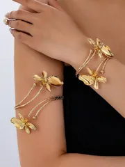 ジュエリー レディース ブレスレット  2個セット ヴィンテージ エレガントな花柄バングル&ブレスレットセット レディース、ギフト、パーティー、バンケット、デイリーウェアに適しています