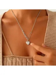 ジュエリー レディース ネックレス 925スターリングシルバー 非対称ハートペンダントネックレス、ヴィンテージシック パーソナライズネックレス 日常、パーティー、休日、家族、友人、クリスマス、ハロウィン、バレンタイ