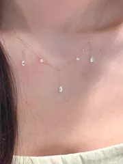 ジュエリー レディース ネックレス 1個 水滴ジルコニアペンダントキャンディーチェーン、S925純銀ロングタッセルチェーン幾何学的シェイプのキャンディーチェーン、シンプルでエレガント、女性の日常着や通勤に適し、ギフ