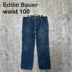 【T-1212】Eddie Bauer エディーバウアー デニムパンツ メンズXL相当 ワイドストレート 濃紺 インディゴ 古着 アウトドア 定番のサムネイル