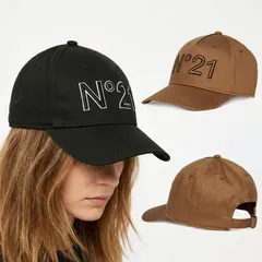 【並行輸入品】大人も着用可 N°21ヌメロヴェントゥーノ キッズ キャップ 帽子 N2108R N0041 ブラウン ブラック 茶 黒 ブランド かわいい プレゼント おしゃれのサムネイル