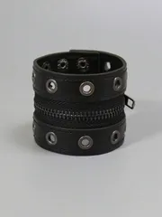 ジュエリー レディース ブレスレット ゴシックパンクスタイル ジッパー付きレザーブレスレット、リベット、白色ラップアラウンドブレスレット、ボタン付き黒色リストバンド、レディースファッションアクセサリー