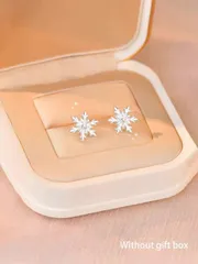 ジュエリー レディース イヤーアクセサリー 925スターリングシルバー スノーフレーク スタッドピアス 1ペア、かわいくて使いやすい、女の子、デイリー、カジュアル、クリスマス、バレンタインデーのギフトに適しています