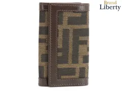 【未使用】フェンディ FENDI ヴィンテージ ズッカ 6連 キーケース キーリング キーホルダー ダークブラウン ブラック キャンバス レザー 10163のサムネイル