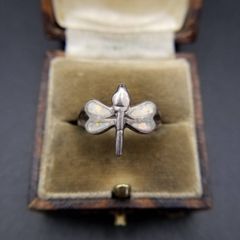 JHW社製 英国 ヴィンテージ フローラル 彫金 レクタングル シグネット