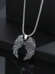 ジュエリー メンズ ネックレス 1個 ファッショナブルなヴィンテージ ヨーロッパ&アメリカンスタイル エンジェルウィング ペンダントネックレス、男性の日常着に適しています
