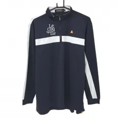 ルコックゴルフ 長袖ハイネックシャツ ネイビー×白 ロゴ刺しゅう ハーフジップ メンズ LL ゴルフウェア le coq sportifのサムネイル