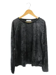 グローバルワーク GLOBAL WORK プルオーバー Tシャツ 長袖 パイル ベロア 無地 ブラック サイズ F QQQ