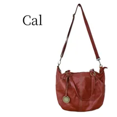 Cal カル 本革 レザー 2way ショルダーバッグ ハンドバッグ トートバッグ レッド 赤 刻印チャーム A4収納可能 大容量 牛革 斜め掛け 肩掛け 手提げ 通勤 通学 鞄 裏地ポリエステル 高機能のサムネイル