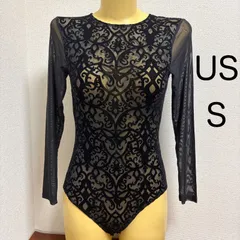 H592H&M♪ブラック透けレース切り替えレディースダンスバレエレオタード♪フィットネスやレッスンや撮影用にも♪USサイズSのサムネイル