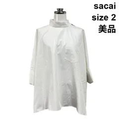 □ 美品 サカイ sacai シャツ ブラウス トップス 半袖 オーバーサイズ 白 コットン 2 M 9号 レディース S6D772のサムネイル