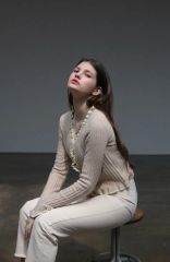 searoomlyn リネンコンビVカットPetitボタンニット ヘザーホワイト