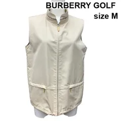 ◇ バーバリーゴルフ BURBERRY GOLF ジップアップベスト スタンドカラー ノースリーブ メッシュ裏地 裾ドロスト ベージュ M メンズ Z6B849のサムネイル