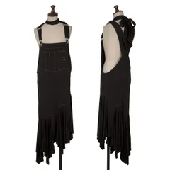 ジャンポールゴルチエファムJean Paul GAULTIER FEMME ヘムドレープステッチサロペットワンピース 黒40のサムネイル