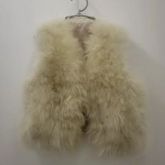 極美品 アナイ カシミヤ山羊 リアルファーの美しいベスト グレージュ 