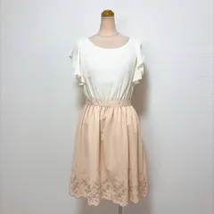 L'EST ROSE レストローズ ドッキングワンピース フレア 刺繍 ラメ 花柄 半袖 ホワイト 白 ベージュ レディース MT 春夏 お出掛け デート 女子会