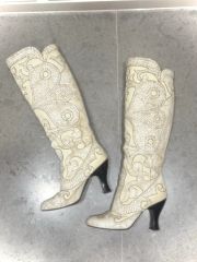 just cavalli アニマル宝石柄 レザー切り替え ロング ヒールブーツ