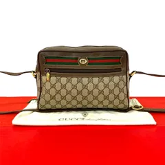 極 美品 袋付き GUCCI グッチ オールドグッチ ヴィンテージ シェリーライン GG ロゴ 金具 レザー ショルダーバッグ ブラウン 29604