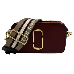 マークジェイコブス ショルダーバッグ美品  ザ スナップショット ボルドー×ダークブラウン×レッド ストラップ着脱可/ミニバッグ レザー