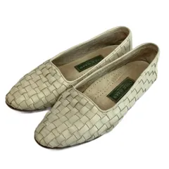 コールハーン COLE HAAN パンプス フラットシューズ レザー イントレチャート 編み込み 7 24cm 白 ホワイト /XZ ■GY17