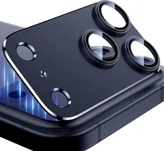 Esanik 【2枚セット】 iPhone 17 Pro用 カメラフィルム アルミ合金製 カメラ保護 レンズカバー レンズ保護 強化ガラス 耐衝撃 擦り傷防止 3レンズ保護 露出オーバー防止 レンズ保護フィルム アイフォン17プロ対応 ディープブルー