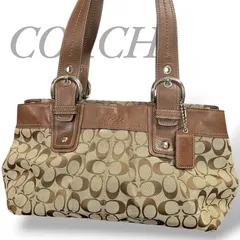 【MY0546】COACH コーチ トートバッグ ハンドバッグ 肩掛け 手提げ 鞄 キャンバス レザー シグネチャー ソーホー F13742 レディース